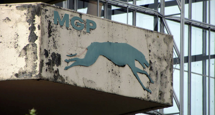 Dilapidated Multonmah Greyhound Park Sign