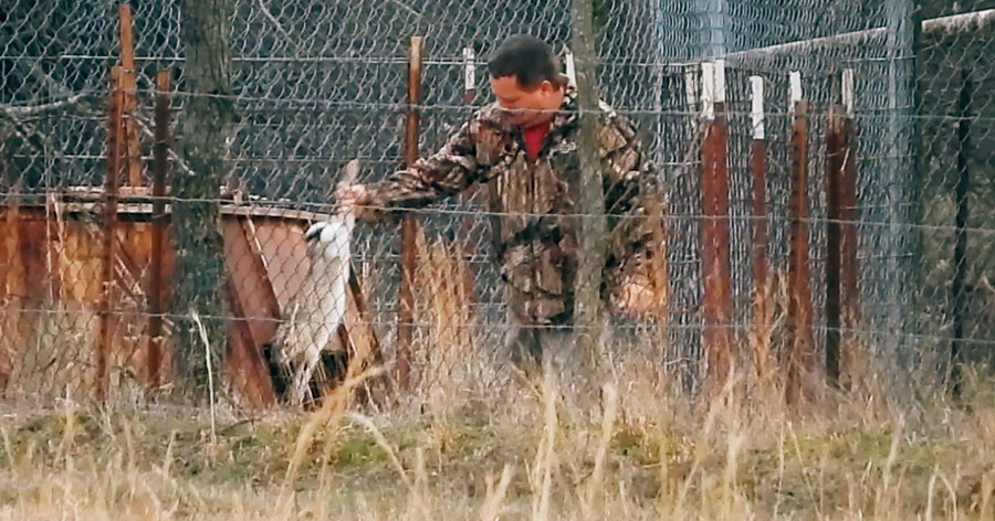 Jason Martin handles a jackrabbit