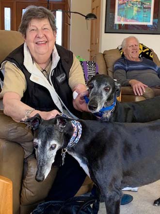 Mayme and Paul with dogs